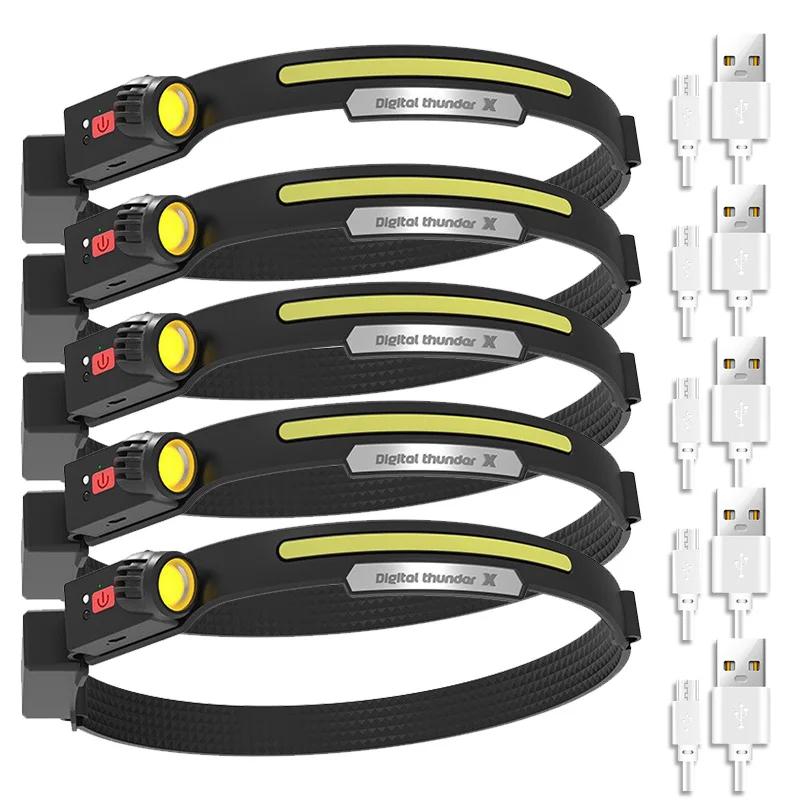 New Upgrade Rechargeable LED Sensor Headlamp XPE+COB Headlight Led Head Torch 18650 Battery Work Light Camping Fishing Lantern