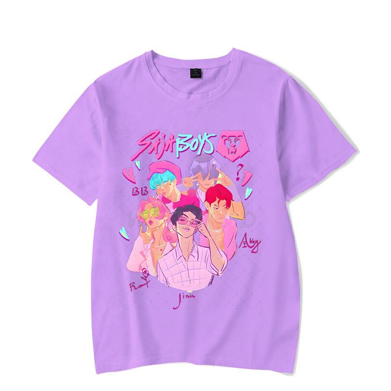 Saja Boys Jinu Print Men T Shirt Women Fashion KPop Demon Hunters Shirt Short Sleeve Casual Anime KPop Demon Hunters Streetwear