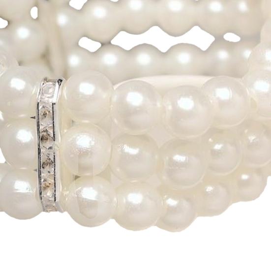 Faux Pearl Bracelet Women Retro Wrist Bracelet Ladies Rhinestone Stretch