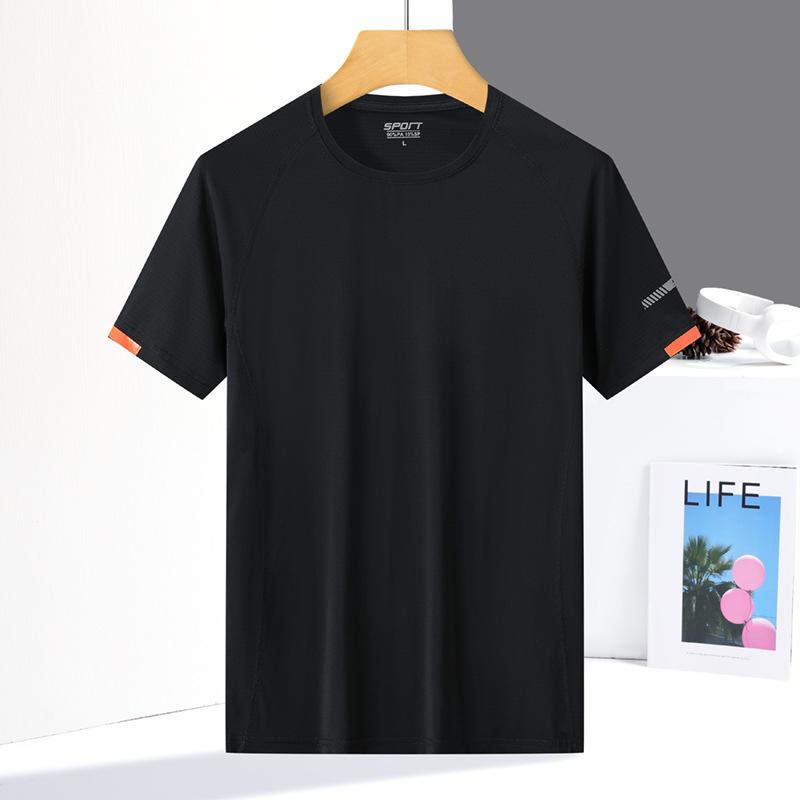 Letní párové pánské tričko s krátkým rukávem z ledového hedvábí s kulatým výstřihem, fitness, lehké, prodyšné, pohodlné, sportovní a volnočasové, z ledového hedvábí, rychleschnoucí