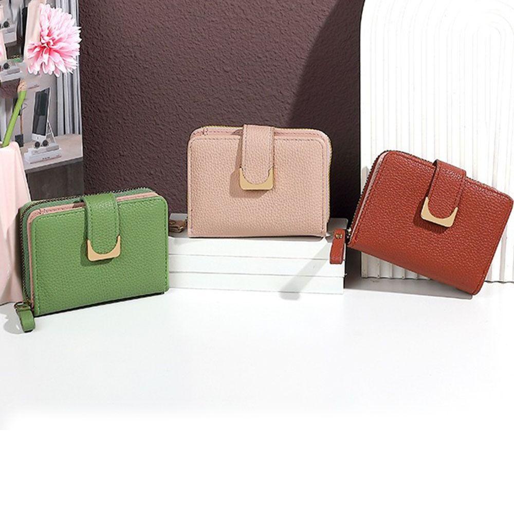 Solid  Color Female Coin  Purse PU Leather Slot Card Bag Portable Women Short  Wallets  Female
