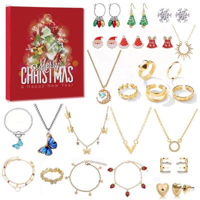 2025 Holiday Ornament Advent Calendar: Necklace, Stud Earrings, Bracelet Blind Box Gift Set