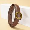 Retro Waist Women Belt In Pu Material With Alloy Plate Buckle For Use Daily