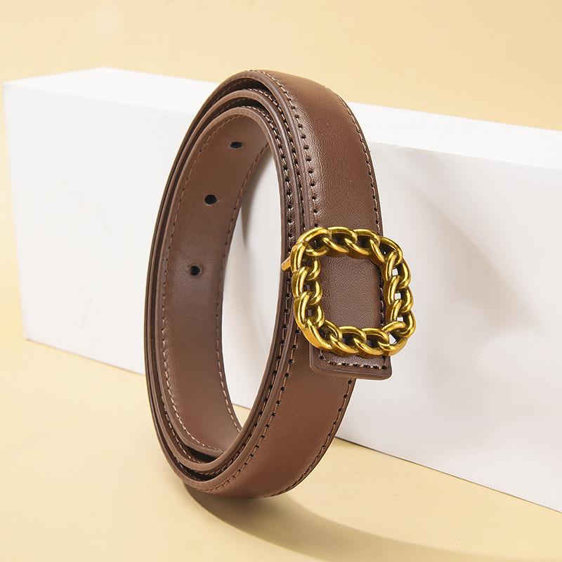 Retro Waist Women Belt In Pu Material With Alloy Plate Buckle For Use Daily