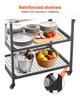 Carro para Parrilla Exterior, Mesa de Parrilla de Acero Inoxidable de 800 x 610 mm, Mesa de Cocina para Exteriores con 4 Ruedas y Asa Lateral, Dos Estantes de Malla, Barbacoa