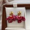 Multi-layer three-dimensional petal flower stud earrings, simple temperament, retro elegance, natural softness, daily high-end earrings