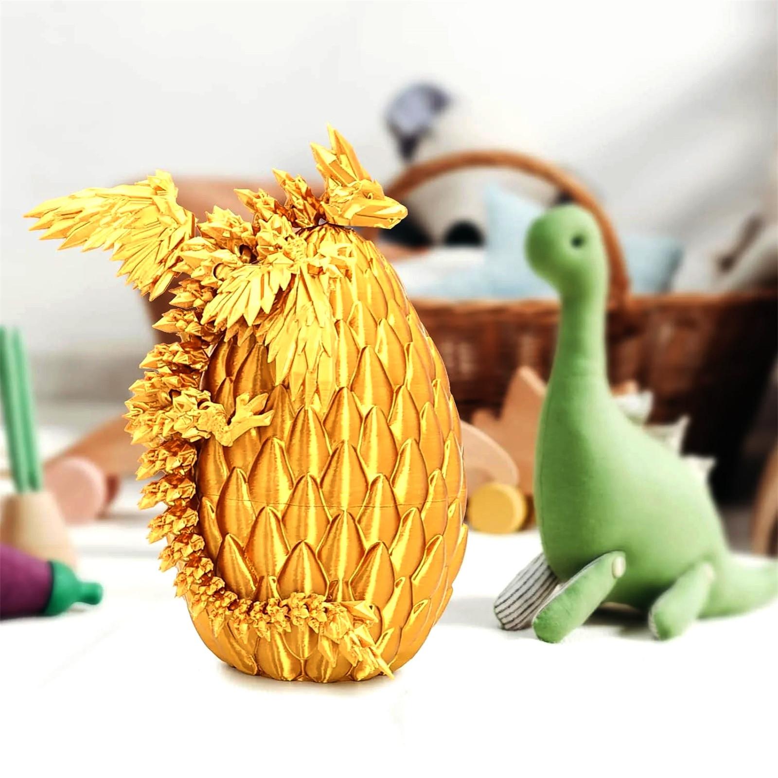 

Таинственный дракон в костюме-яйце, 3D-печатный дракон с яйцом, Полностью шарнирно-сочлененный гибкий дракон с яйцами, 3D-печатная подарочная игрушка One Size