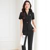 Women's Short Sleeve Black Blazer & Skirt Suit Set - Summer 2024 High-End Professional Workwear