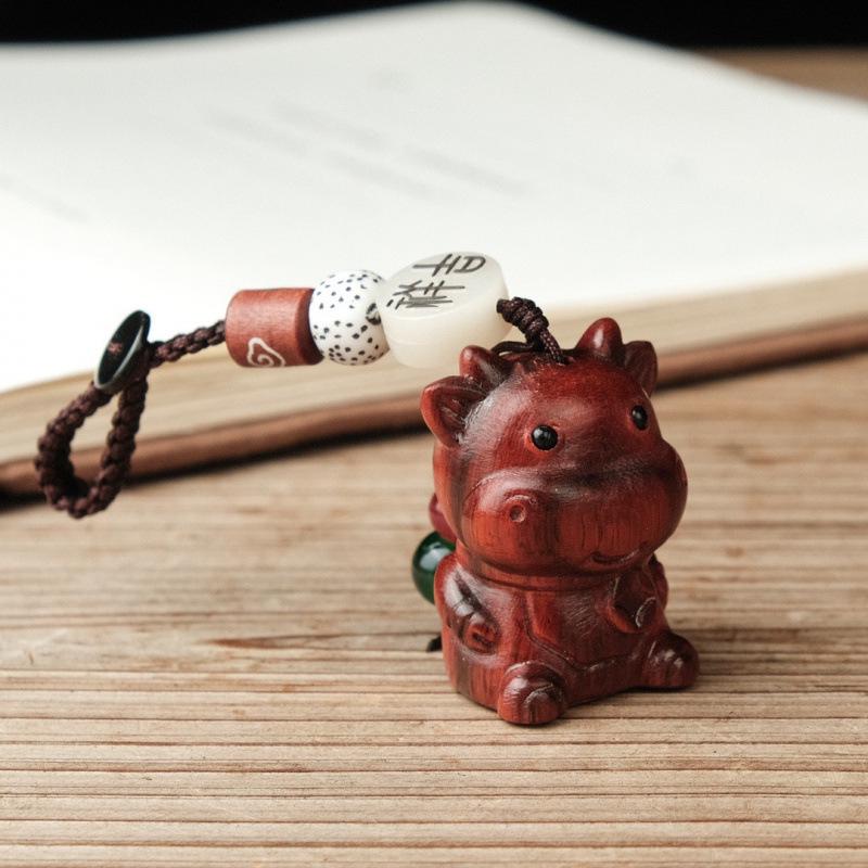 Rosewood Zodiac Animal Charm: Cute Pendant for Phone, Bag, or USB Flash Drive