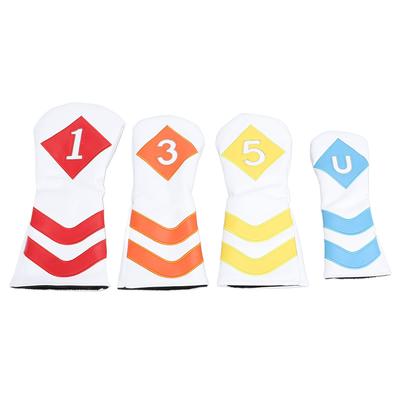 4pcs Club Cover Fairway Headcovers PU Leather Driver Headcovers Putter Cover Set for Men