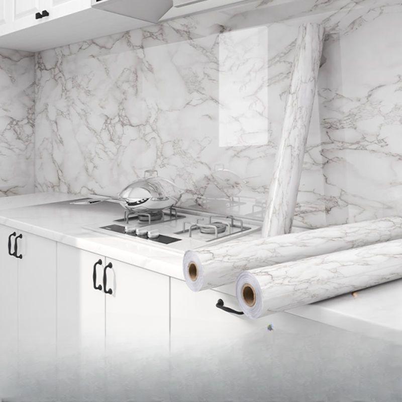 40cm Marble Waterproof Oil Resistant Mildew Proof Self-adhesive PVC Wall Sticker for Cabinets Kitchen Countertops Wallpaper