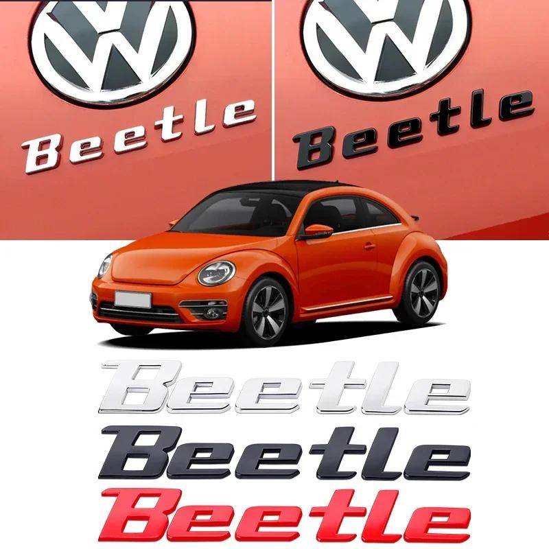 VW 1PCS Metal Beetle Car Letter Logo Sticker Tail Bumper Badge Auto Rear Trunk Emblem Styling Accessories For Volkswagen VW Beetle