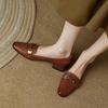 Retro Leather Shoes - New Women's Style, Versatile, Thick Mid-heel, Shallow Toe, Single Shoe