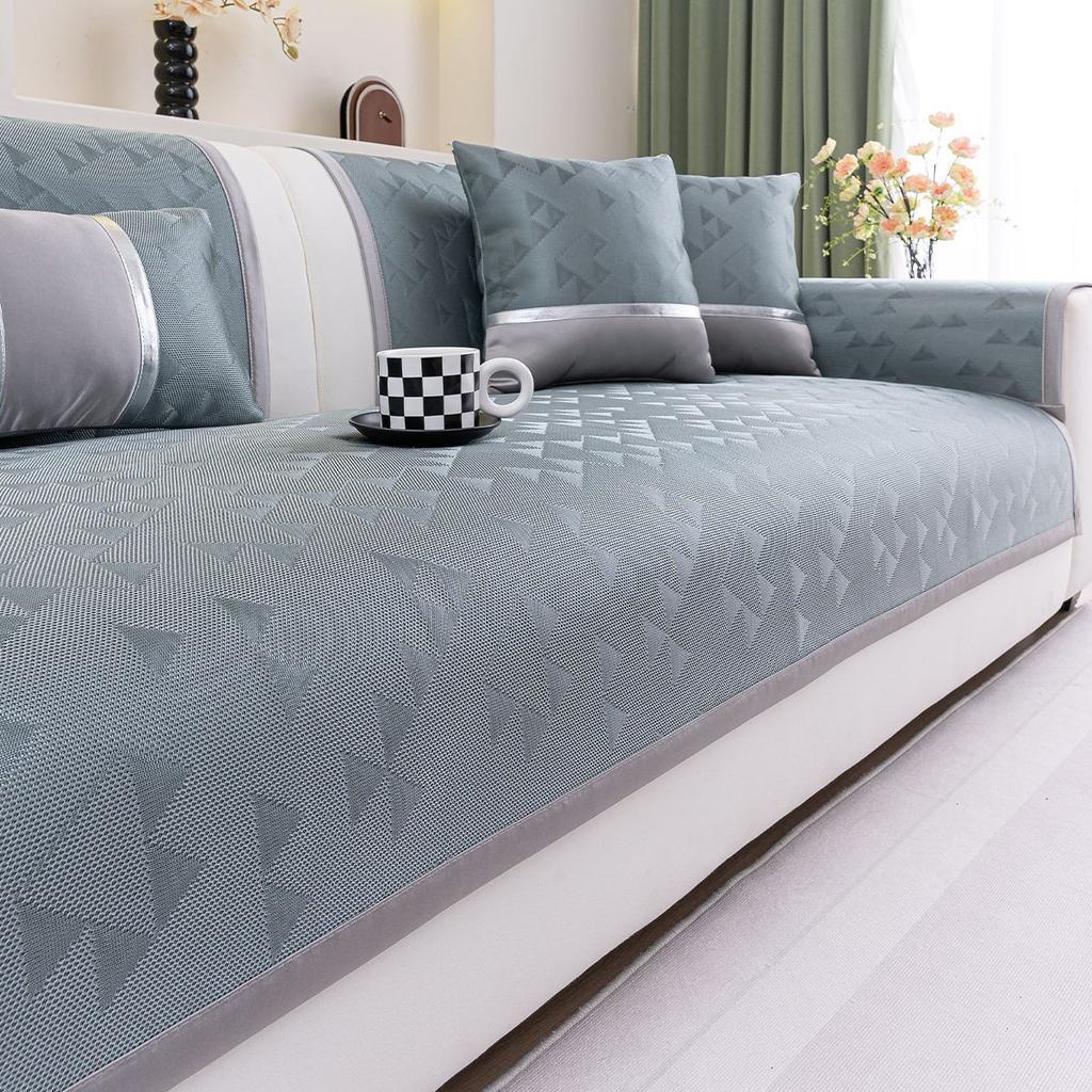 New High-End Light Luxury Summer Ice Silk Leather Sofa Cushion Summer Mat Non-Slip Seat Cushion Advanced Sense Cover Cloth