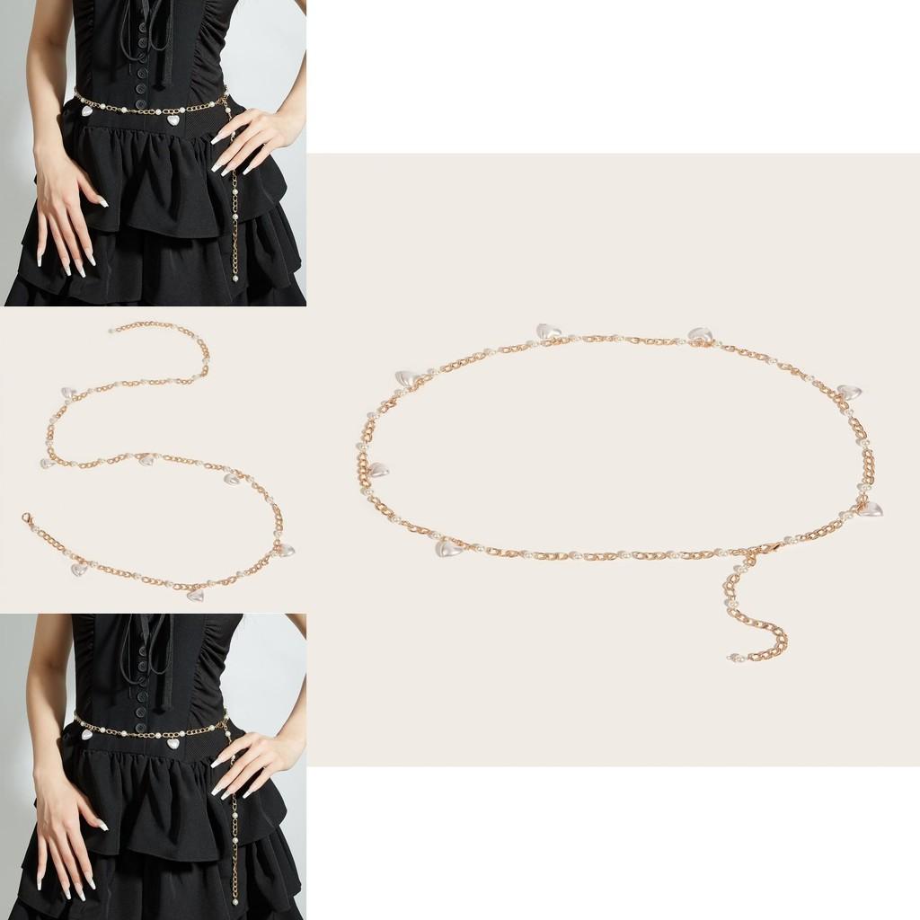 Fashion Faux Pearl Waist Chain With Metal Chain For Summer Womens Party Wear