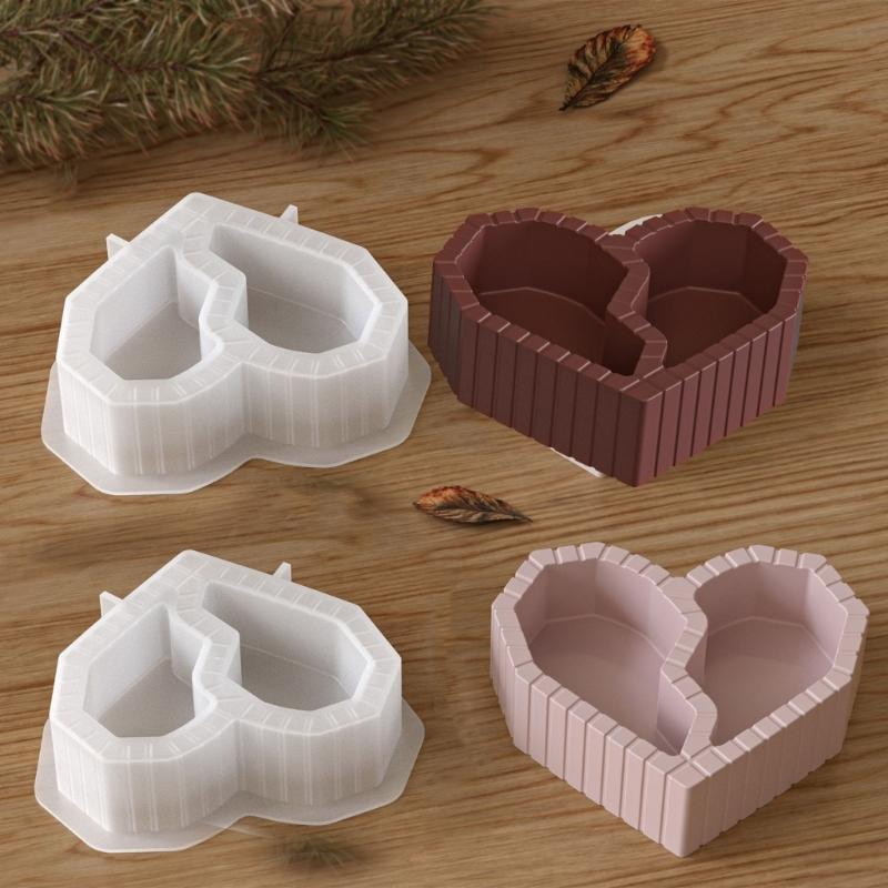 Heart Shape Silicone Mould with Two Compartments for Crafting Candle Resin Art and Plasters for Home Decoration