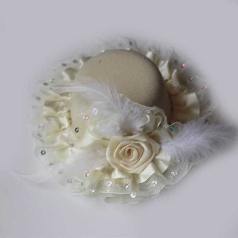 Girls' Performance Feather Flower Headpiece - Small Top Hat Hair Clip Accessory for Dresses