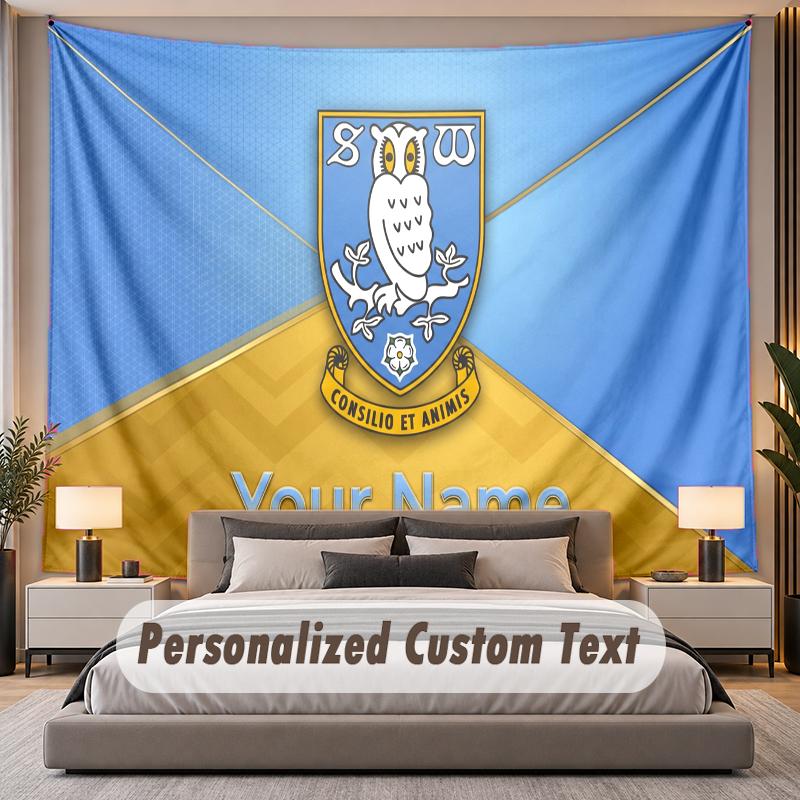 Custom Name Text Tapestry Sheffield Wednesday FC Personalized Polyester Wall Tapestry For Bedroom And Room