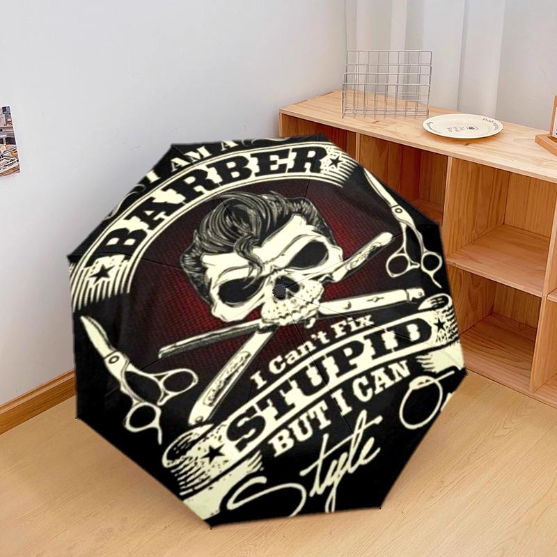 1PC Skull Scissors Artwork Automatic Umbrella - Suitable Travel Outdoor Portable Umbrella Birthday Gift Daily Essentials