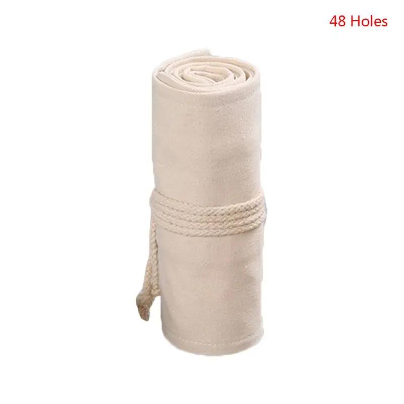 12/24/36 Holes Canvas School Pencil Case Roll Up Pencil Case for Girls Boys Large Portable Pen Bag Box Stationery Pouch Supplies