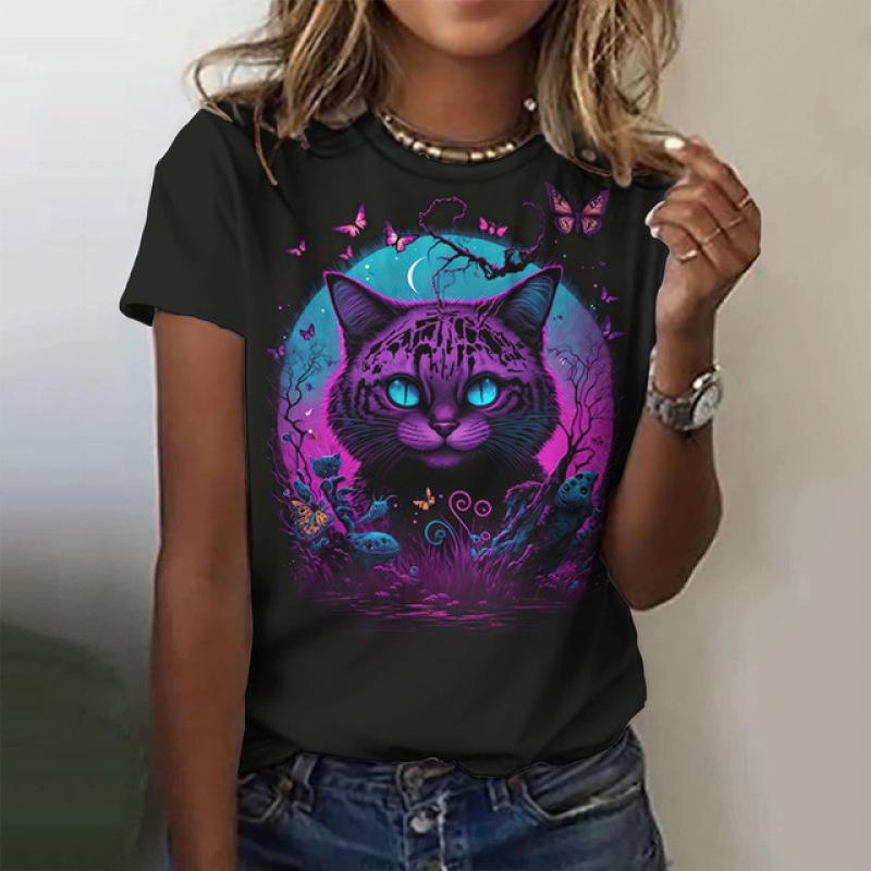 Coelhinho Branco Macio Impresso em 3D Moda Y2k Mulheres Camiseta Básica Elegância Vintage Manga Curta Elegante Casual Confortável