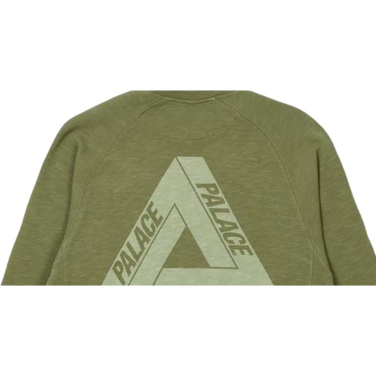 Palace Tri-Ferg Slub Crew Olive Men Tops Green P23CS143