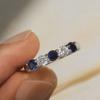2026 Luxury Prong Setting-Rings for Women with Deep Blue Zircon Stone Anniversary Gift   Wife Micro Paved Middle