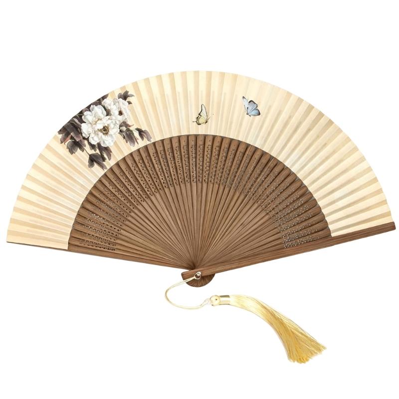 Folding Fan Home Accent, Display Piece with Pattern Detail for Shelf, Study and Tea Room Arrangement Display Touch