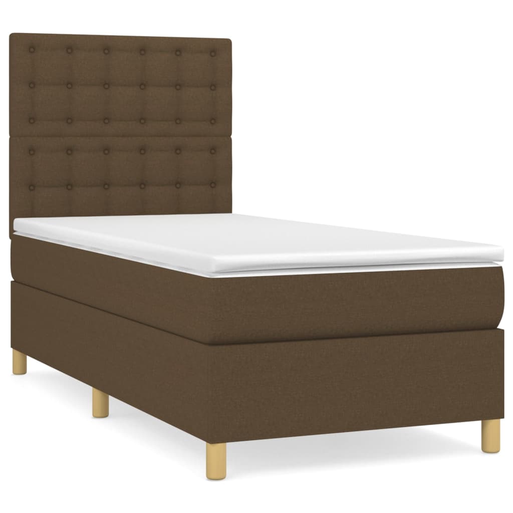Box Spring Bed with Mattress Dark Brown 90x190 cm Fabric