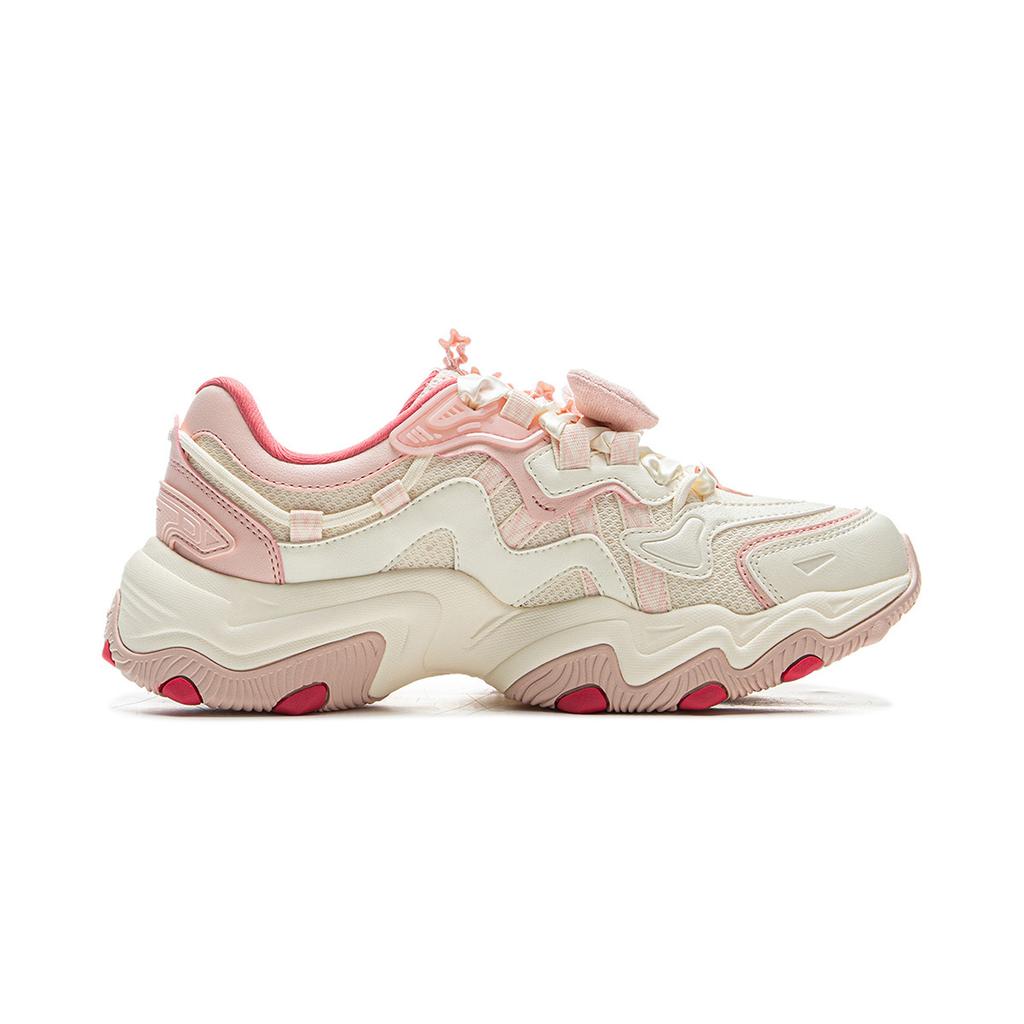 LOL x Li Ning Cat Paw Lite 2 Slip Resistant Abrasion Resistant Low top Chunky Sneakers Women's Beige Pink AGCV236-1