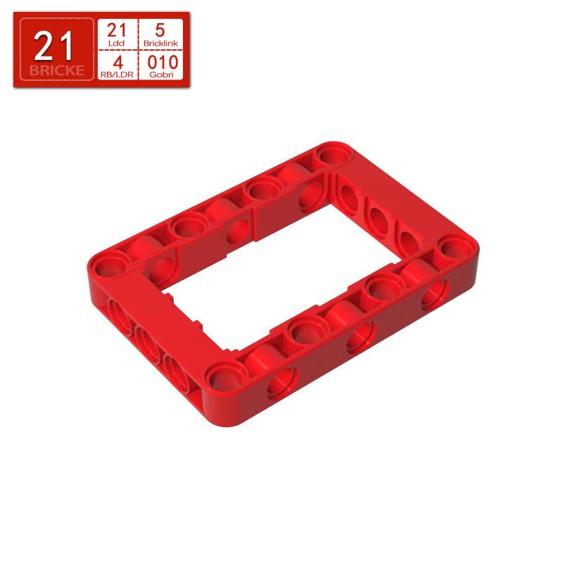 

BRICKE 5x7 Hole Brick Beam/Ring, Compatible with Lego 64179; MOC Bulk Building Blocks, Small Parts 50g (~9 pcs) червоний