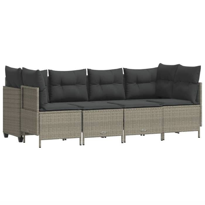 VidaXL Salon de jardin 5 pcs avec coussins gris clair résine tressée, ensemble de canapés d'extérieur, salon de jardin, 3261526