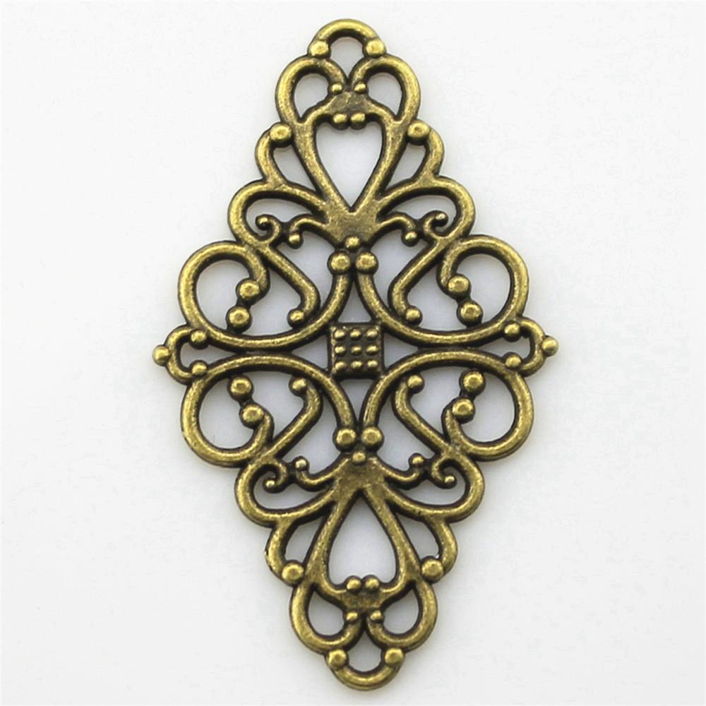 Filigree Diamond Shaped Connectors Ornate Multi Loop Links For Jewelry