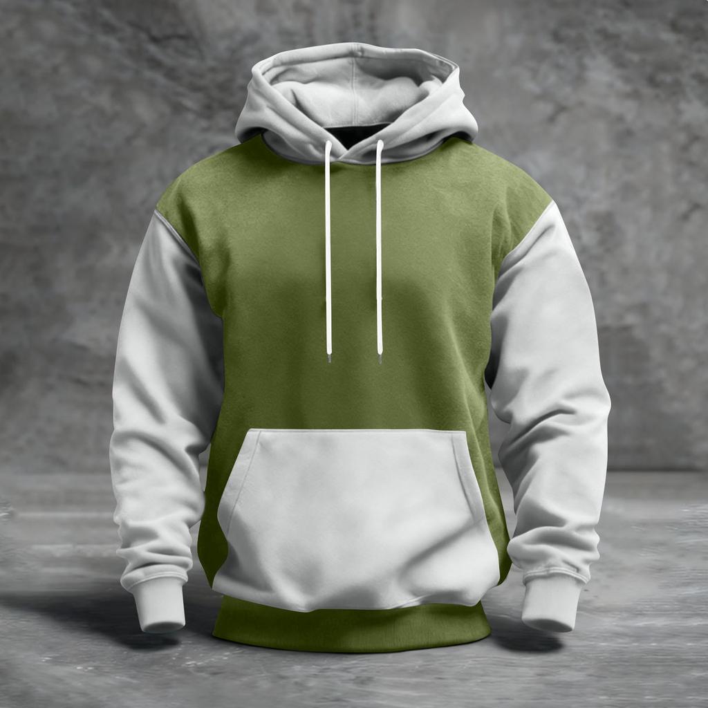 Men's Color Blocked Hooded Sweatshirt With Pockets Casual And Comfortable