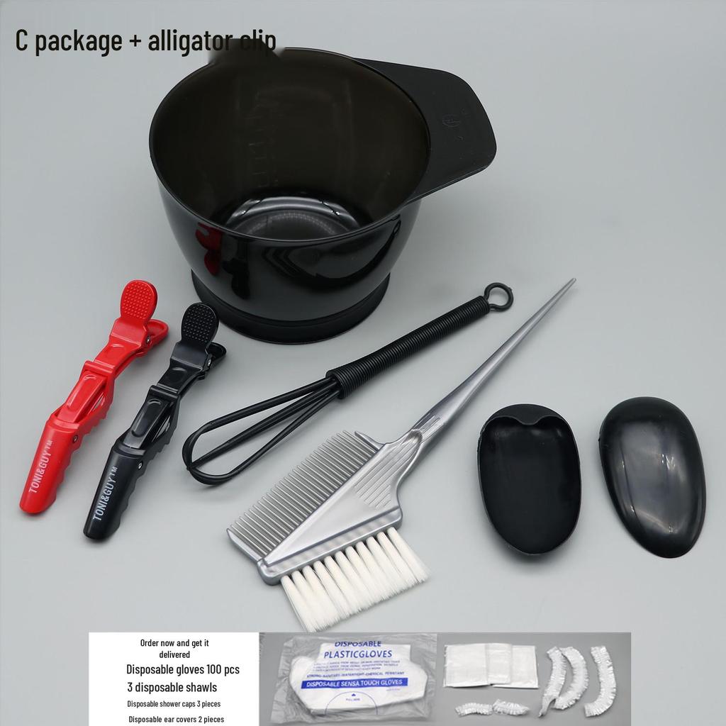 Kit de coloration capillaire: Châle, Bol de teinture, Peigne, Brosse douce, Cache-oreilles, Articles professionnels pour cheveux.