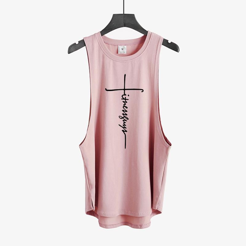 Muscleguys Mens Bodybuilding Fitness Tank Tops Gym Workout Muscle Sport Sleeveless Singlets Summmer Cool Cotton Breathable Loose T-shirts