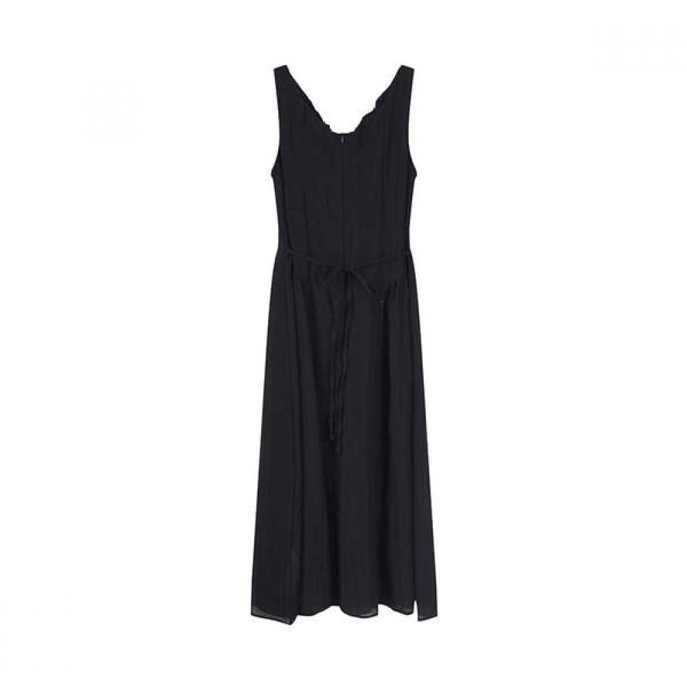 Lap Linen Shirring Ribbon Long Dress As2wo520