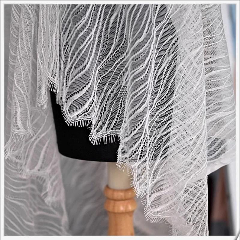 1.5x3Meters/Piece Wedding Lace Thin And Soft Wave Pattern Eyelash Lace Fabric DIY Sewing Handmade Wedding Dress Lace Material