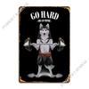 Husky Dog Weightlifting Metal Sign Living Room Garage Cinema Cinema Tin Sign Poster