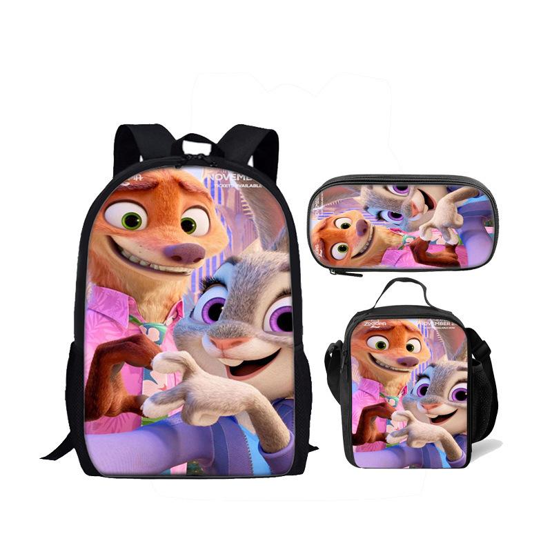 Zootopia 2 Children S Backpack Meal Bag Pencil Case Three-Piece Zootopia 2 Student School Bag Set 17inch backpack + satchel + pencil case