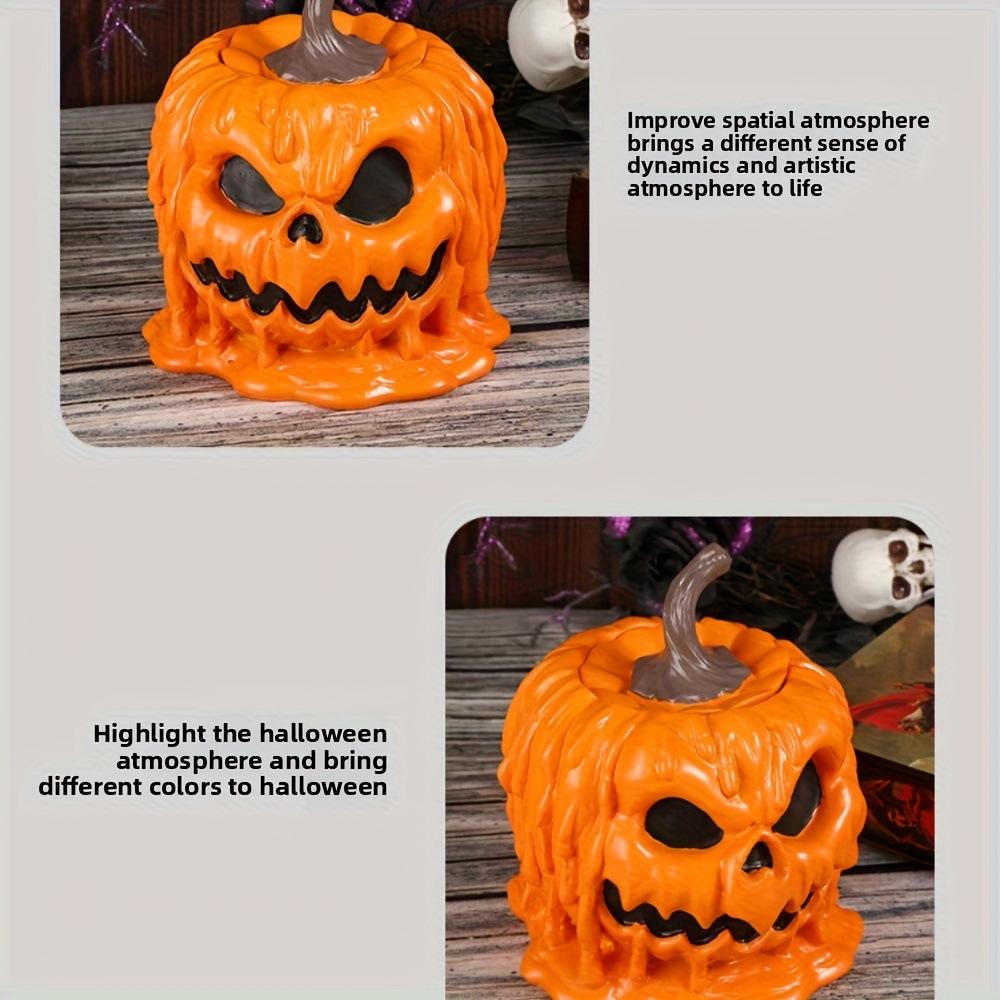 Halloween Melting Skull Pumpkin Bowl - Resin Candy Dish and Table Decor