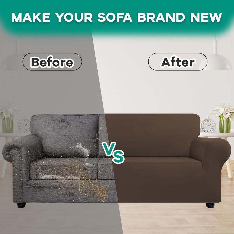 Stretch Couch Covers Cushion Silk Sofa Spandex Non-Slip Soft Spandex Sofa Cover Slipcovers Extensible 1/2/3/4 Seater Sofa Covers