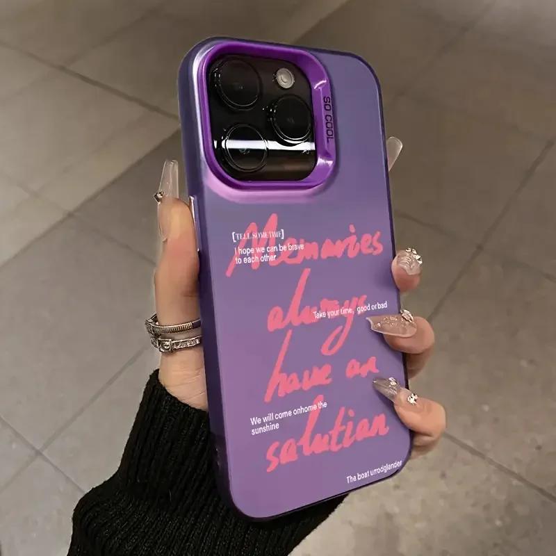 English Letter Lips Label Phone Case For iPhone 16 15 Pro Max 14 13 12 11 Pro XR XS 7 8 16 Plus SE2 Shockproof Cover