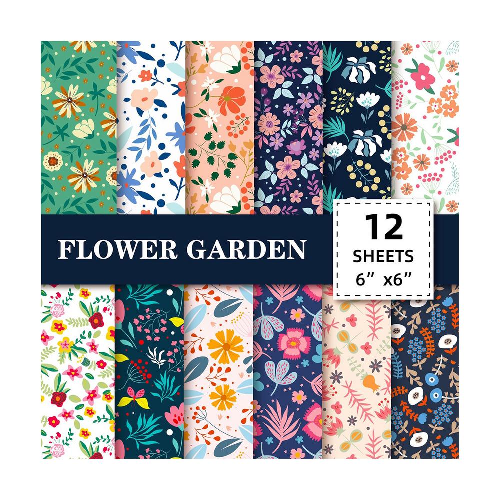Flower Scrapbook Paper 12pcs Aesthetic Patterned Craft Pad Scrapbooking Supplies Decorative Craft Papers For Junk Journal Photo