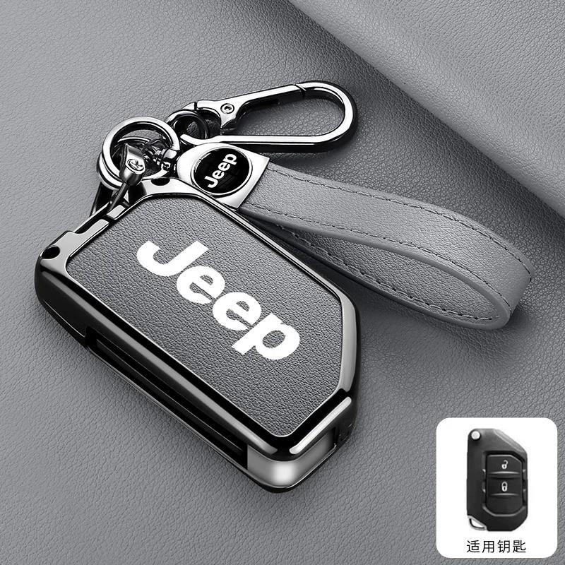 

For Jeep 2 3 4 Buttons Metal Leather Car Flip Key Case Cover For Jeep Gladiator JT Sahara JLU Wrangler JL Rubicon 2018 2019 A