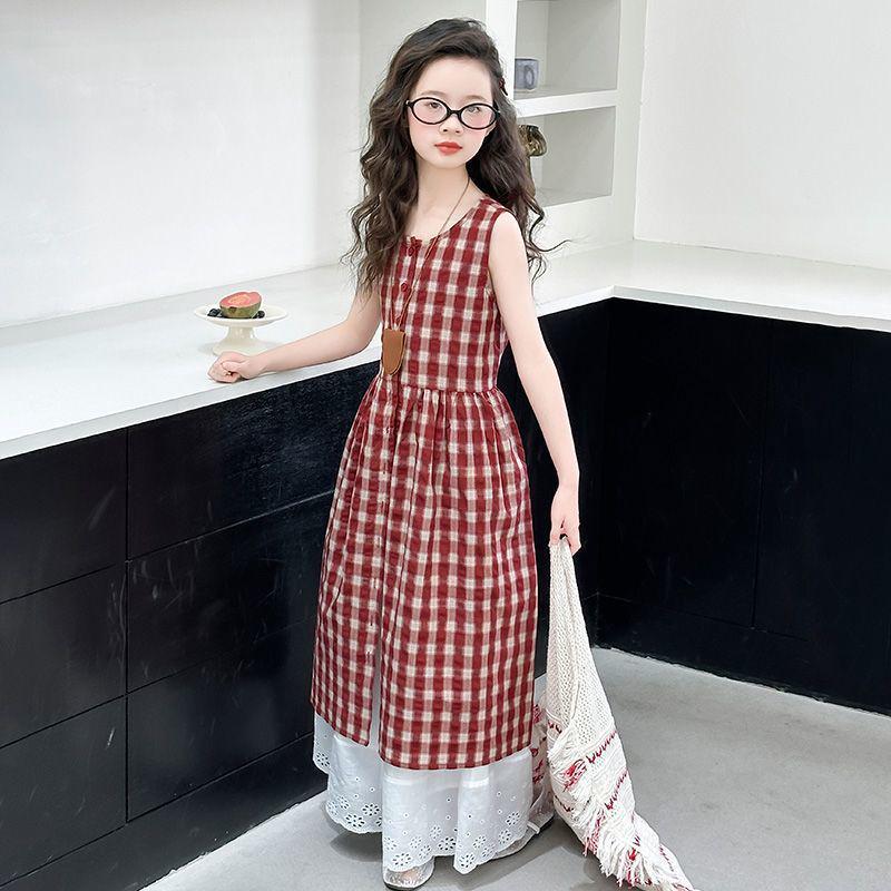 Korean Plaid Summer Outfit for Girls - Trendy Two-Piece Dress Set