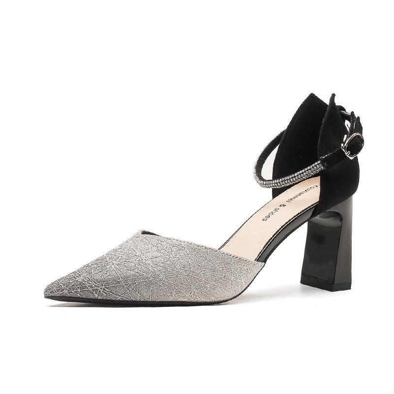 

- Туфли-лодочки на толстом каблуке, с острым носком, женские, темпераментные, для работы, сексуальные, в французском романтическом стиле, с неглубоким вырезом, одинарные 40