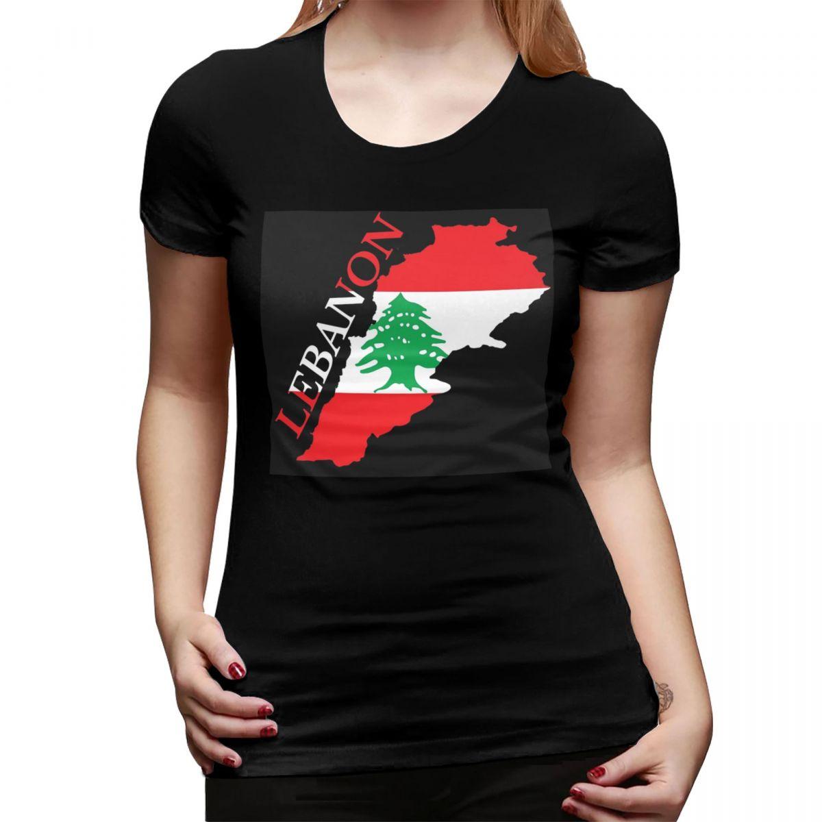 

Lebanon Flag Map TShirt for Women Crew Neck Streetwear T Shirts Womens Short Sleeve Summer Clothes Tops 4XL