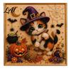 DIY Bead Art Crafts Halloween Witch Hat Cat 3D Pearl Painting Kit with Frame Hand-Pasted Craft for Adults Relaxing Handmade Kits Mosaic Home