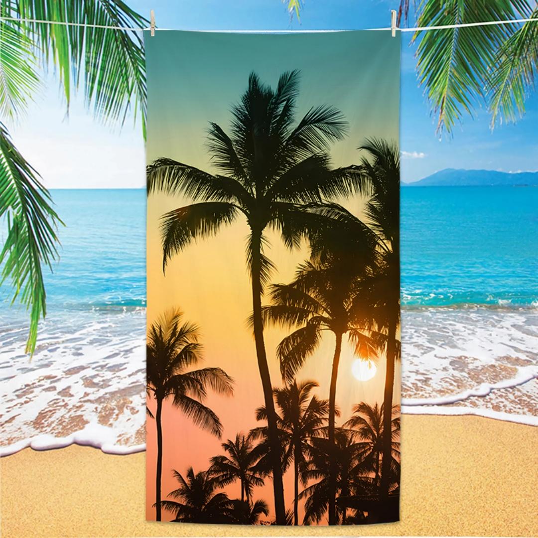 

Palm Tree Pattern Beach Towel, Digital Printing Thin Quick-Dry Anti-Sand Microfiber Lightweight for Swim, Yoga, Travel, Gym, Gif W40*H60(CM)